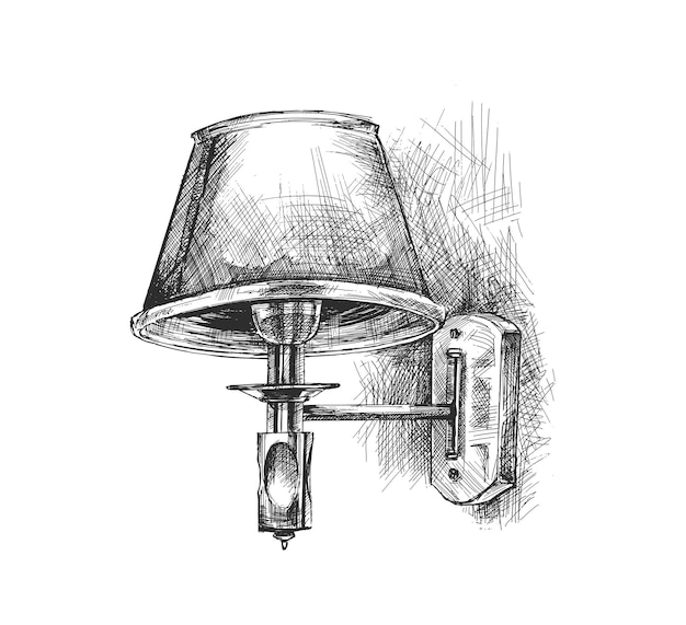 Lampe hängt an der Wand Handgezeichnete Skizze Vektor-Illustration