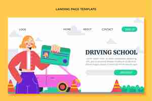 Kostenloser Vektor landing page der fahrschule im flachen design