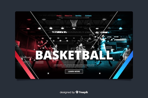 Landing page für den basketball-sport