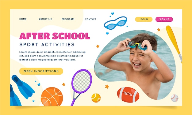 Kostenloser Vektor landing page für flaches design nach schulaktivitäten
