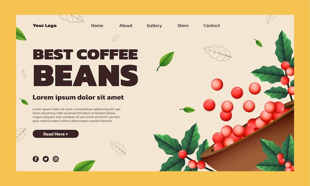 Kostenloser Vektor landing page für kaffeeplantagen mit farbverlauf