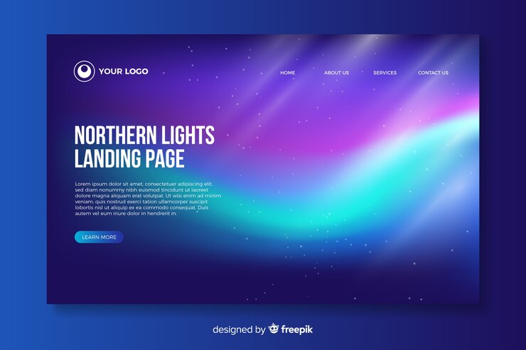 Kostenlose Vektor landing page für nordlichter
