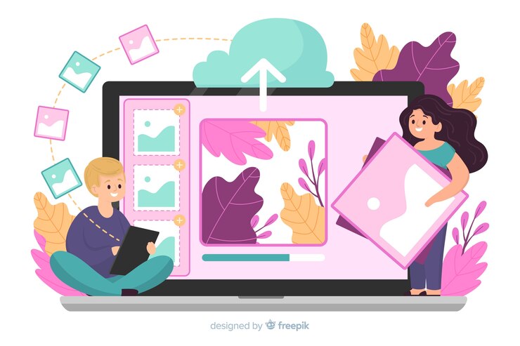 Kostenlose Vektor landing page image upload-konzept