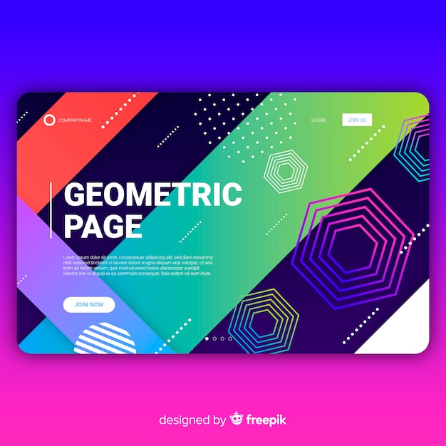 Landing page mit geometrischen verlaufsformen