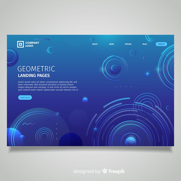 Landing page mit geometrischen verlaufsformen