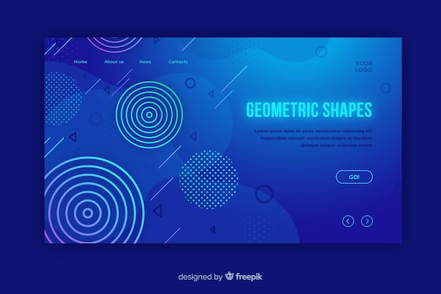 Landing page mit geometrischen verlaufsformen