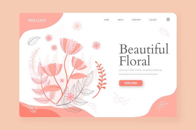 Landing Page mit handgezeichneten Natur