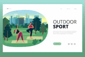 Kostenloser Vektor landing page outdoor-sport-vorlage