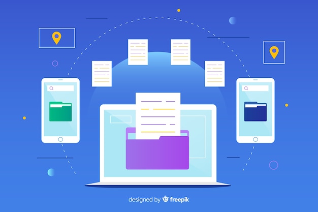 Kostenloser Vektor landing page transfer files-konzept