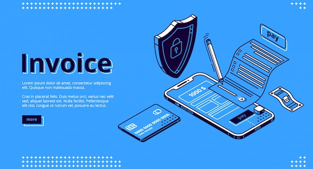 Kostenloser Vektor landingpage der rechnung, elektronische zahlung