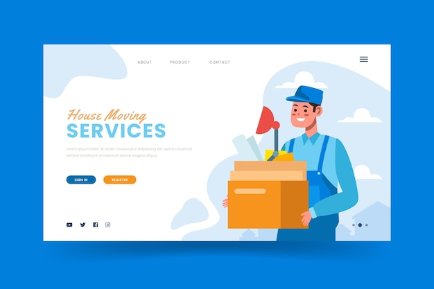 Landingpage der vorlage für umzugsdienste