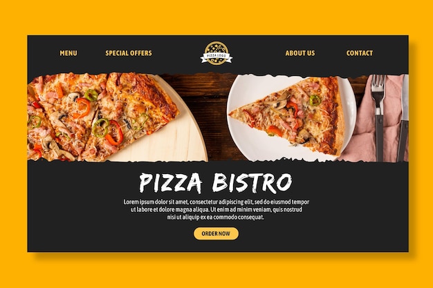 Landingpage des Pizzarestaurants