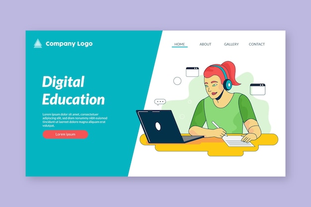 Kostenloser Vektor landingpage-design für online-lernen