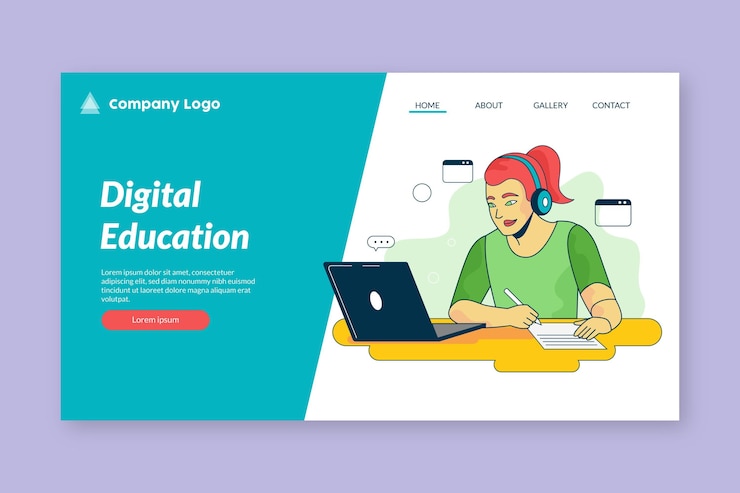 Kostenlose Vektor landingpage-design für online-lernen