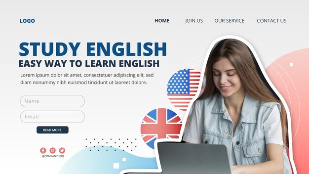 Landingpage-Designvorlage für die englische Schule