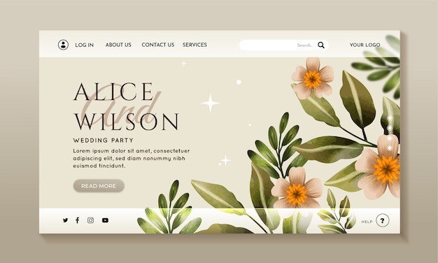 Landingpage für aquarellblumenhochzeitsfeiern