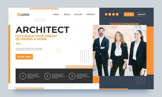 Landingpage für Architekten mit flachem Design