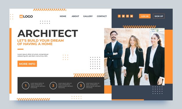 Landingpage für Architekten mit flachem Design