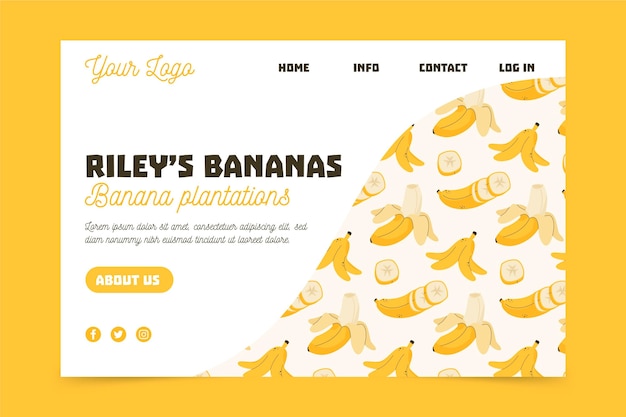 Kostenloser Vektor landingpage für bananenplantagen