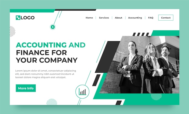Kostenloser Vektor landingpage für buchhaltungsdienstleistungen im flachen design