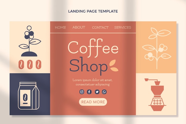 Landingpage für coffeeshops im flachen design