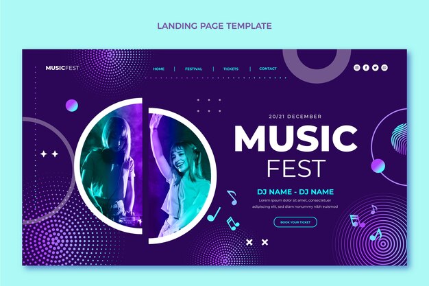 Landingpage für das Gradientenhalbton-Musikfestival