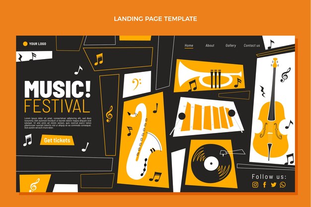 Landingpage für das Musikfestival im flachen Design