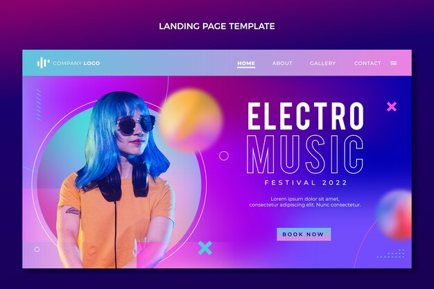 Landingpage für das Musikfestival mit Farbverlauf