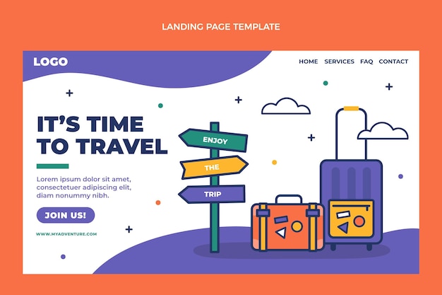 Kostenloser Vektor landingpage für flache reisen