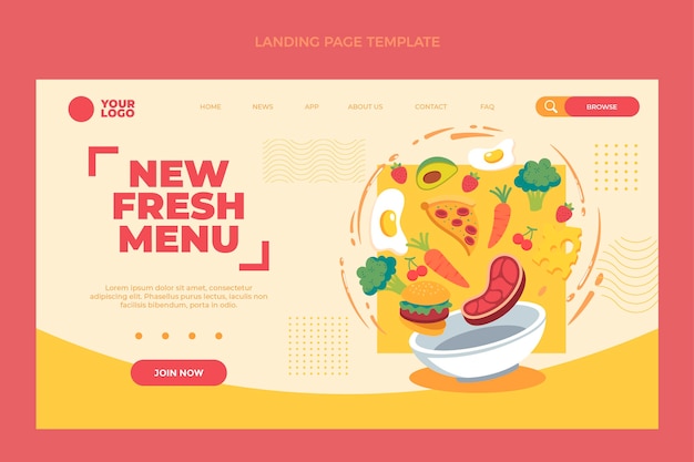 Landingpage für flaches essen