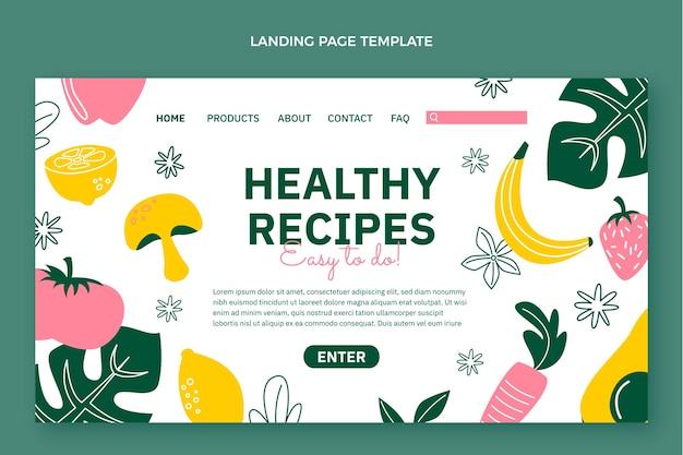 Landingpage für gesunde ernährung im flachen design
