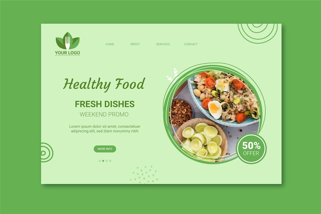 Kostenloser Vektor landingpage für gesundes restaurant