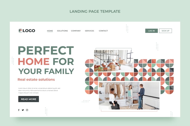 Kostenloser Vektor landingpage für immobilien im flachen design