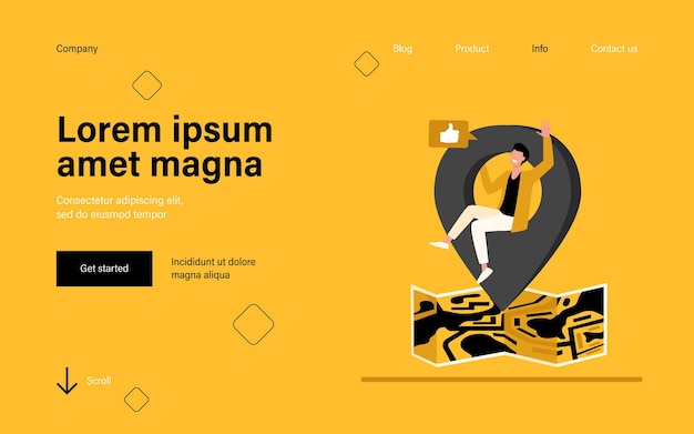 Landingpage für kartenpositionszeiger im flachen stil