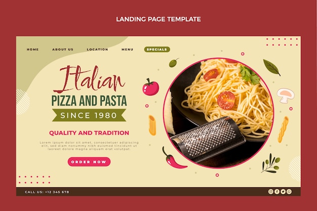 Landingpage für Lebensmittel im flachen Design