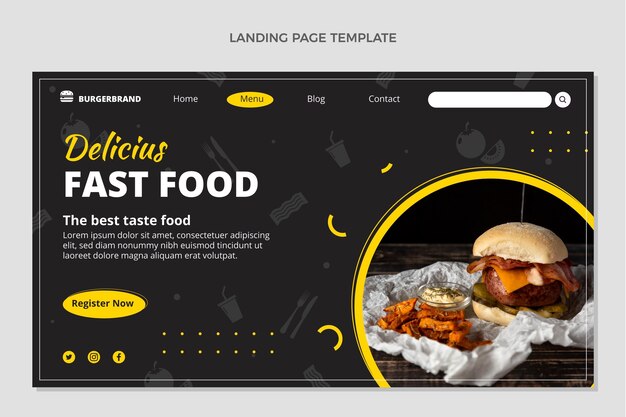 Landingpage für Lebensmittel im flachen Stil