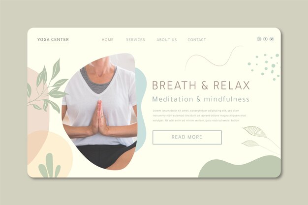 Kostenloser Vektor landingpage für meditation und achtsamkeit