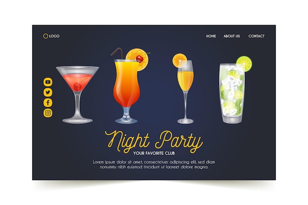 Landingpage für nachtpartys