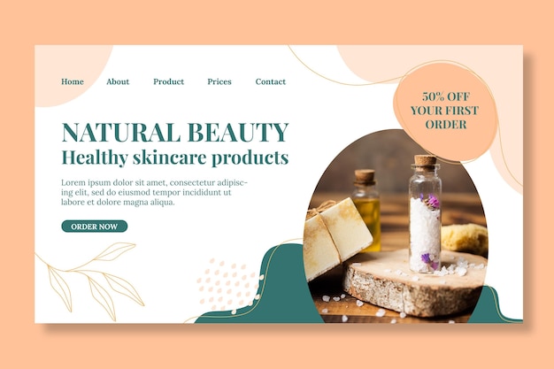 Kostenloser Vektor landingpage für natürliche schönheit