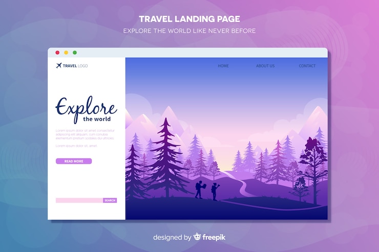 Kostenlose Vektor landingpage für reisen