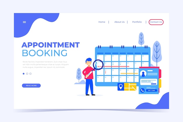 Kostenloser Vektor landingpage für terminbuchung