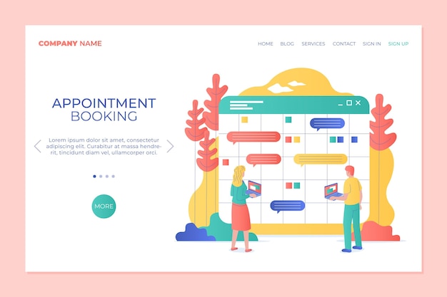 Kostenloser Vektor landingpage für terminbuchung