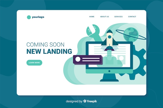 Kostenloser Vektor landingpage im aufbau