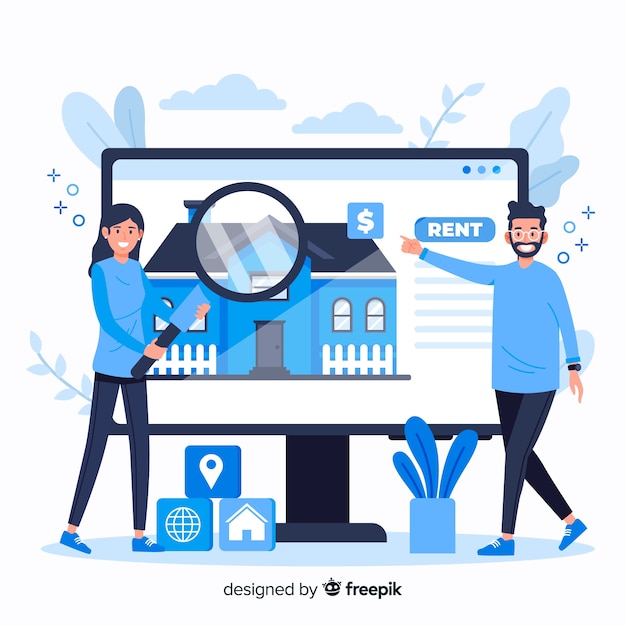 Kostenloser Vektor landingpage konzept haus suchen