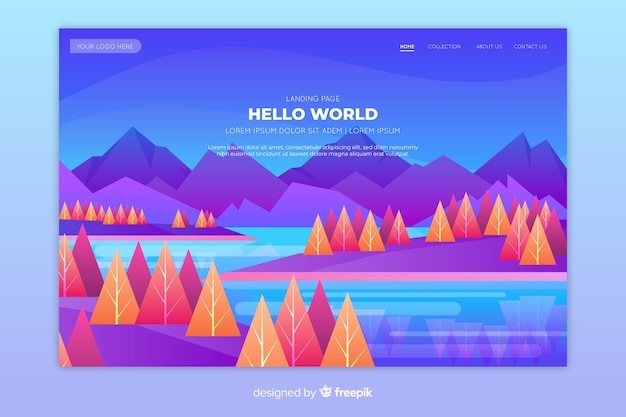 Landingpage mit bunten bäumen