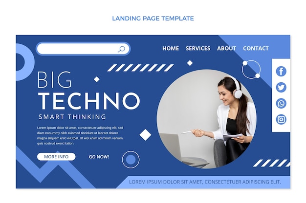 Kostenloser Vektor landingpage mit flachem design und minimaler technologie