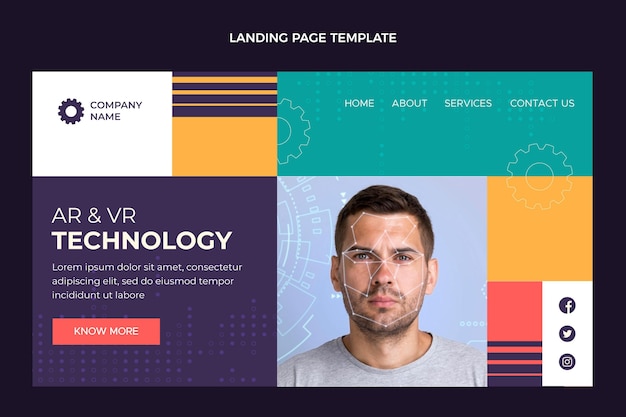 Landingpage mit flachem design und minimaler technologie