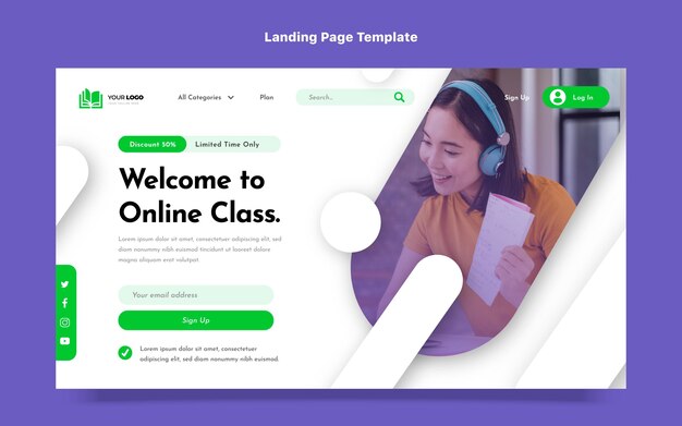 Landingpage mit flachem Design und minimaler Technologie
