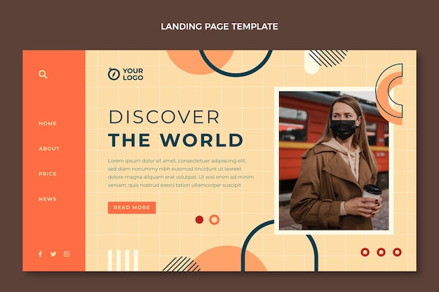 Landingpage mit flachem design und minimaler technologie