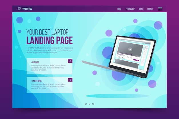 Landingpage mit laptop-vorlage